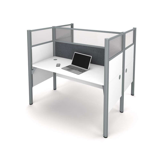 Bestar - Pro-Biz 63W Office Cubicles with Gray Tack Boards and High Privacy Panels in White - 100870DG-17 veiw 2