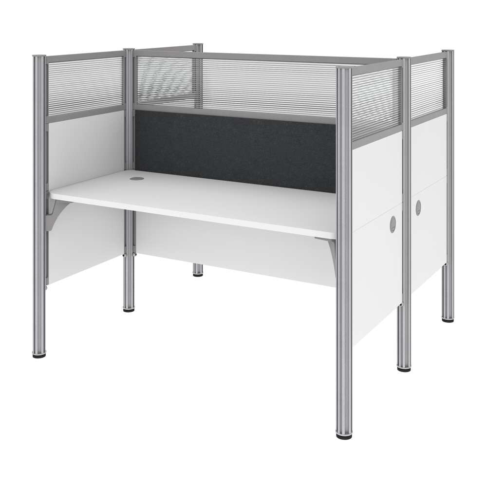 Bestar - Pro-Biz 63W Office Cubicles with Gray Tack Boards and High Privacy Panels in White - 100870DG-17 veiw 3