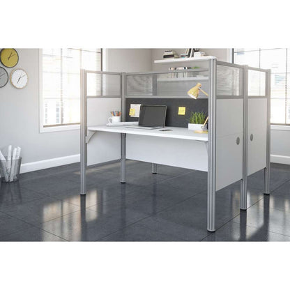 Bestar - Pro-Biz 63W Office Cubicles with Gray Tack Boards and High Privacy Panels in White - 100870DG-17 veiw 4