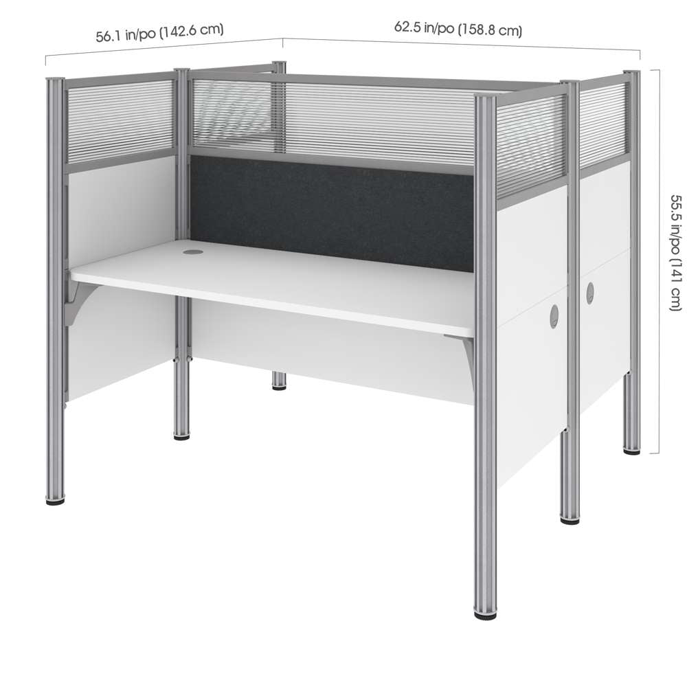 Bestar - Pro-Biz 63W Office Cubicles with Gray Tack Boards and High Privacy Panels in White - 100870DG-17 veiw 5