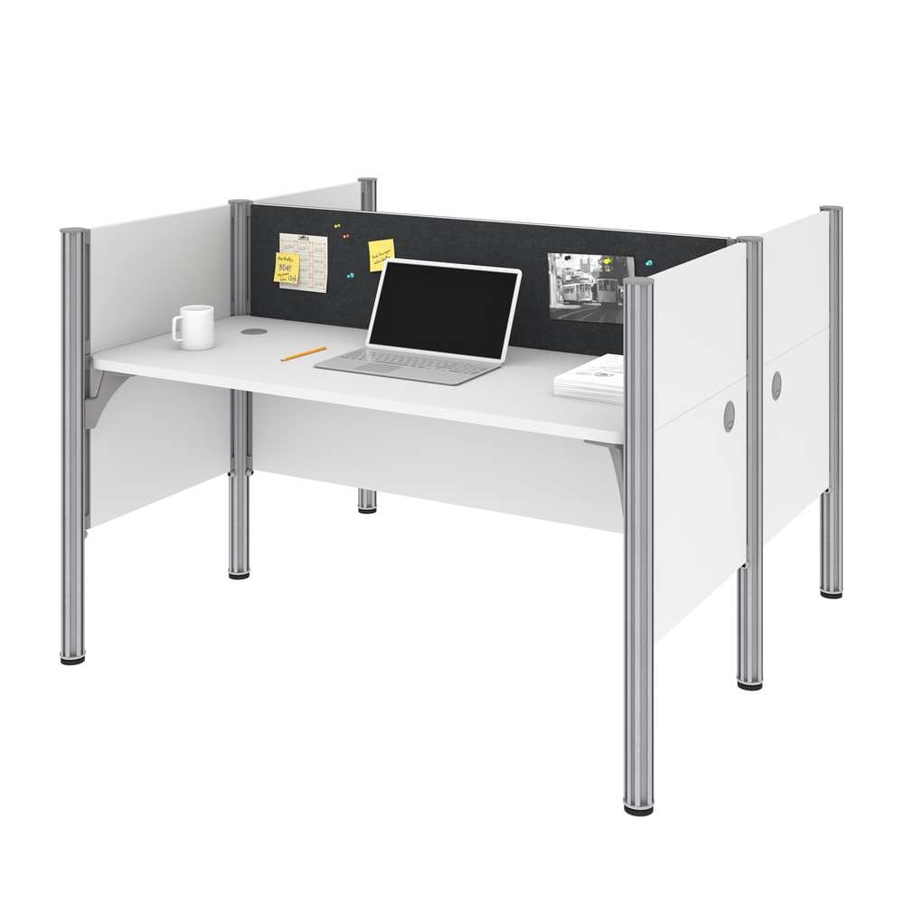 Bestar - Pro-Biz 63W Office Cubicles with Gray Tack Boards and Low Privacy Panels in White - 100870CG-17 veiw 1