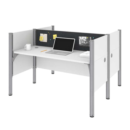 Bestar - Pro-Biz 63W Office Cubicles with Gray Tack Boards and Low Privacy Panels in White - 100870CG-17 veiw 1
