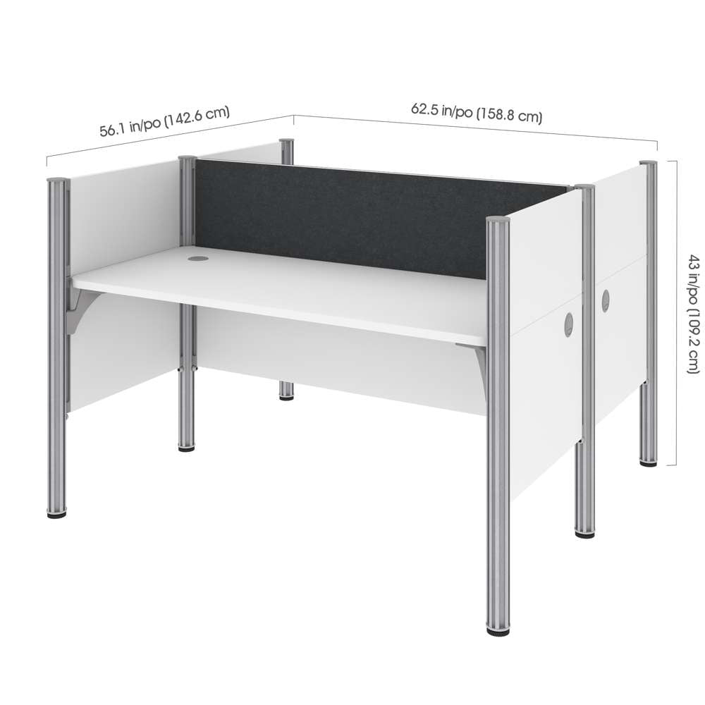 Bestar - Pro-Biz 63W Office Cubicles with Gray Tack Boards and Low Privacy Panels in White - 100870CG-17 veiw 5