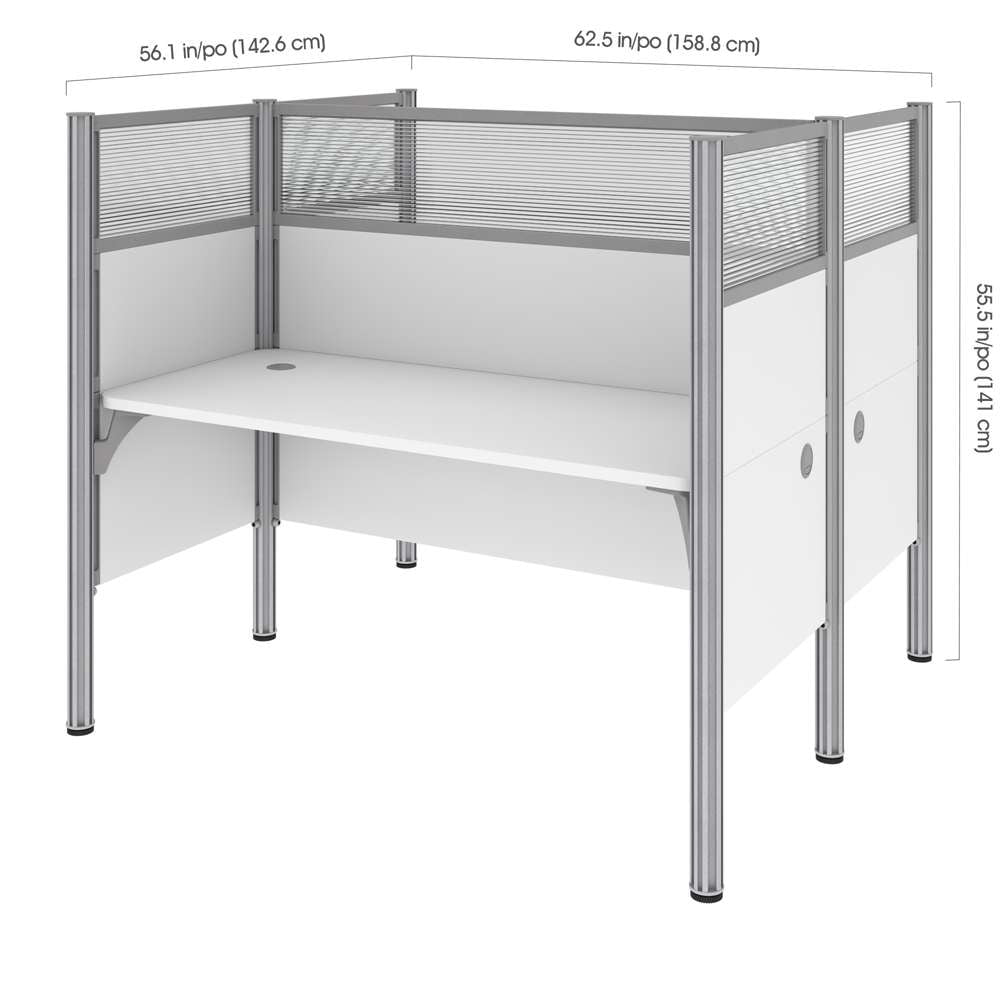 Bestar - Pro-Biz 63W Office Cubicles with High Privacy Panels in White - 100870D-17 veiw 5