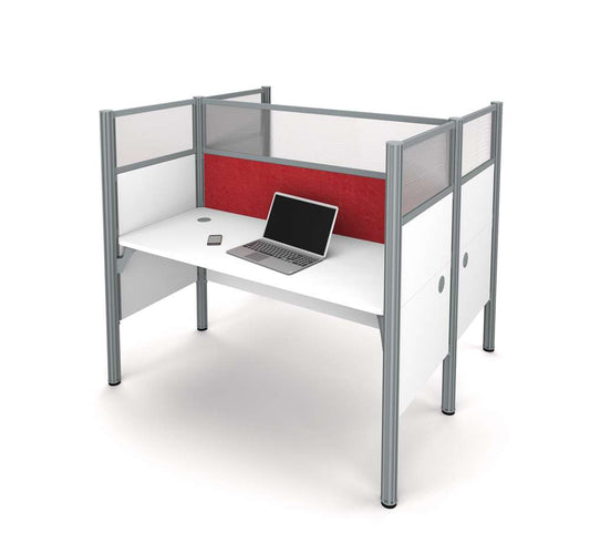 Bestar - Pro-Biz 63W Office Cubicles with Red Tack Boards and High Privacy Panels in White - 100870DR-17 veiw 2
