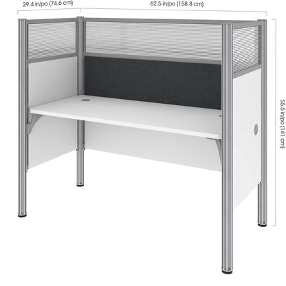 Bestar - Pro-Biz 63W Single Office Cubicle with Gray Tack Board and High Privacy Panels in White - 100871DG-17 veiw 6
