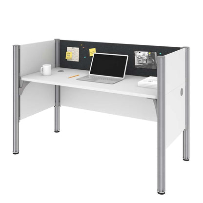 Bestar - Pro-Biz 63W Single Office Cubicle with Gray Tack Board and Low Privacy Panels in White - 100871CG-17 veiw 1