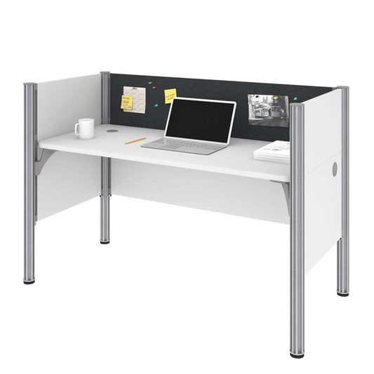 Bestar - Pro-Biz 63W Single Office Cubicle with Gray Tack Board and Low Privacy Panels in White - 100871CG-17 veiw 1