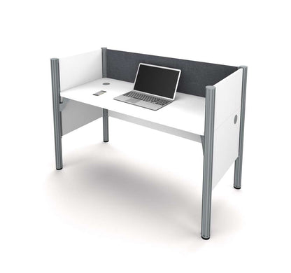 Bestar - Pro-Biz 63W Single Office Cubicle with Gray Tack Board and Low Privacy Panels in White - 100871CG-17 veiw 2