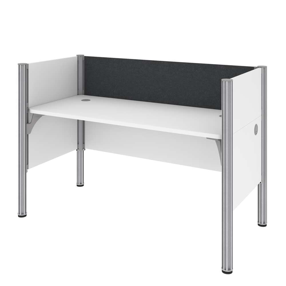 Bestar - Pro-Biz 63W Single Office Cubicle with Gray Tack Board and Low Privacy Panels in White - 100871CG-17 veiw 3
