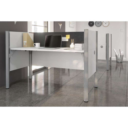 Bestar - Pro-Biz 63W Single Office Cubicle with Gray Tack Board and Low Privacy Panels in White - 100871CG-17 veiw 4