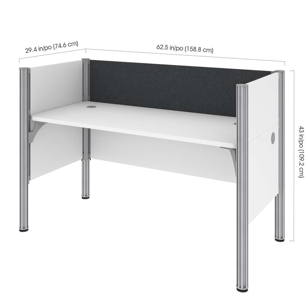 Bestar - Pro-Biz 63W Single Office Cubicle with Gray Tack Board and Low Privacy Panels in White - 100871CG-17 veiw 5