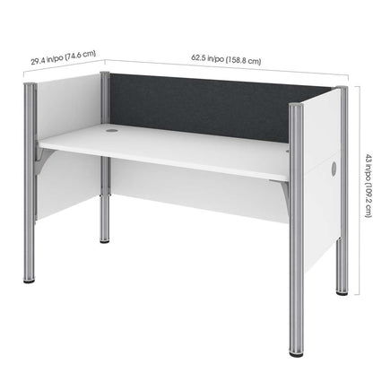 Bestar - Pro-Biz 63W Single Office Cubicle with Gray Tack Board and Low Privacy Panels in White - 100871CG-17 veiw 5