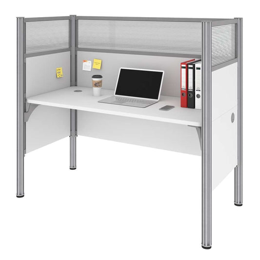 Bestar - Pro-Biz 63W Single Office Cubicle with High Privacy Panels in White - 100871D-17 veiw 1