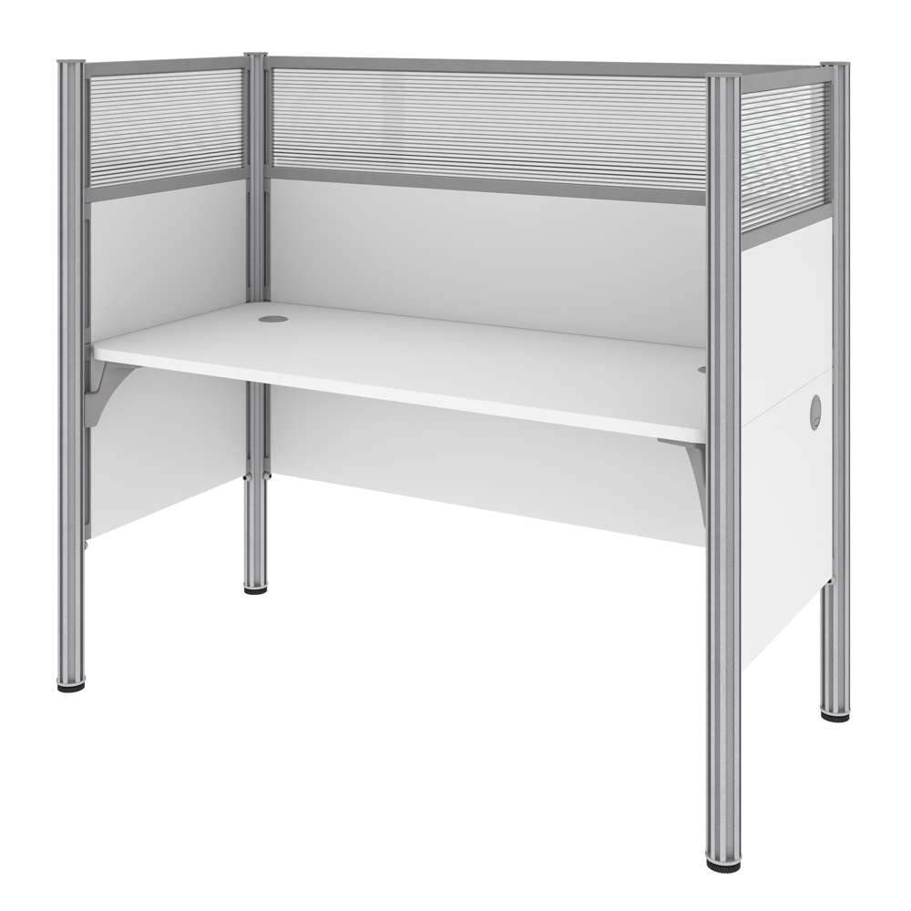 Bestar - Pro-Biz 63W Single Office Cubicle with High Privacy Panels in White - 100871D-17 veiw 3
