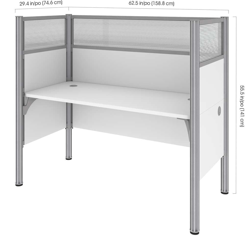 Bestar - Pro-Biz 63W Single Office Cubicle with High Privacy Panels in White - 100871D-17 veiw 5