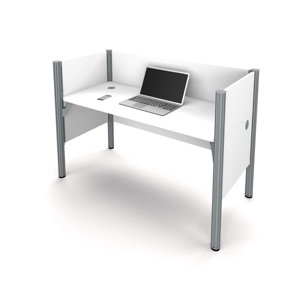 Bestar - Pro-Biz 63W Single Office Cubicle with Low Privacy Panels in White - 100871C-17 veiw 2