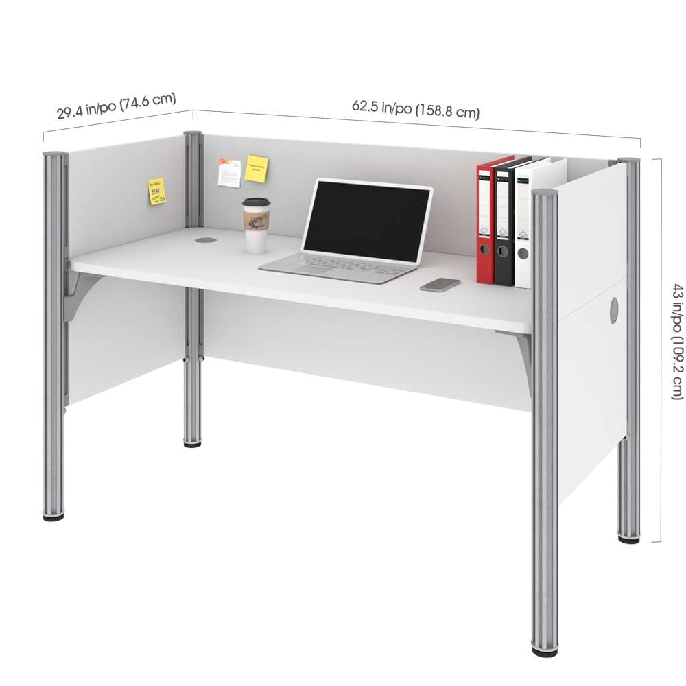 Bestar - Pro-Biz 63W Single Office Cubicle with Low Privacy Panels in White - 100871C-17 veiw 5