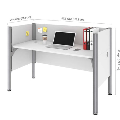 Bestar - Pro-Biz 63W Single Office Cubicle with Low Privacy Panels in White - 100871C-17 veiw 5