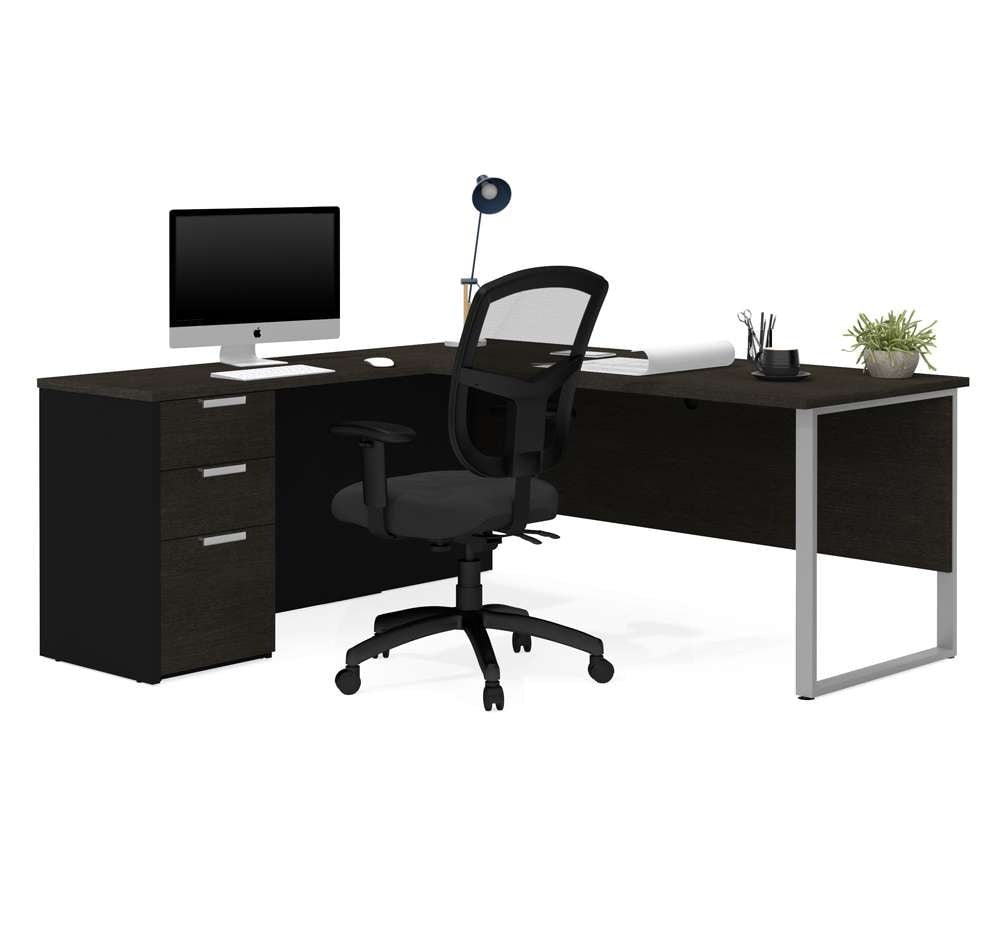 Bestar - Pro-Concept Plus 72W L-Shaped Desk with Drawers in Deep Grey & Black - 110891-32 veiw 1