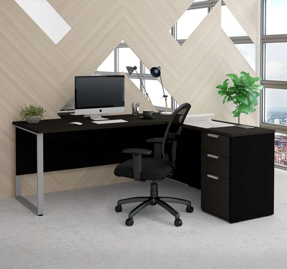 Bestar - Pro-Concept Plus 72W L-Shaped Desk with Drawers in Deep Grey & Black - 110891-32 veiw 2