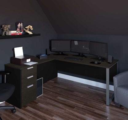 Bestar - Pro-Concept Plus 72W L-Shaped Desk with Drawers in Deep Grey & Black - 110891-32 veiw 3
