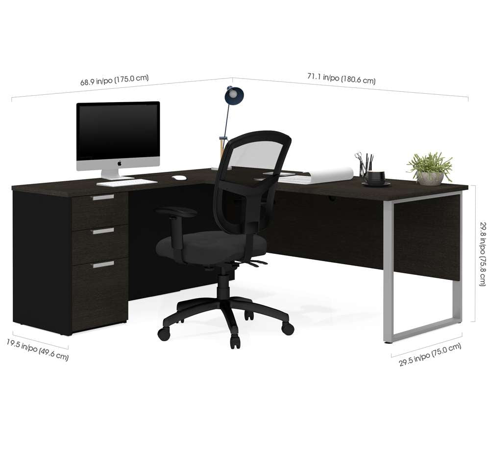 Bestar - Pro-Concept Plus 72W L-Shaped Desk with Drawers in Deep Grey & Black - 110891-32 veiw 4