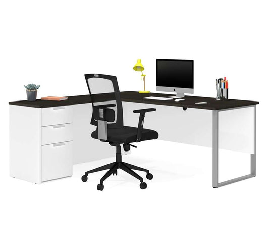 Bestar - Pro-Concept Plus 72W L-Shaped Desk with Drawers in White & Deep Grey - 110891-17 veiw 1