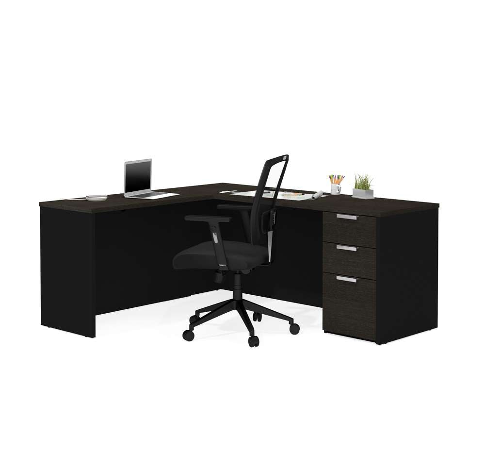 Bestar - Pro-Concept Plus 72W L-Shaped Desk with Pedestal in Deep Grey & Black - 110885-32 veiw 1