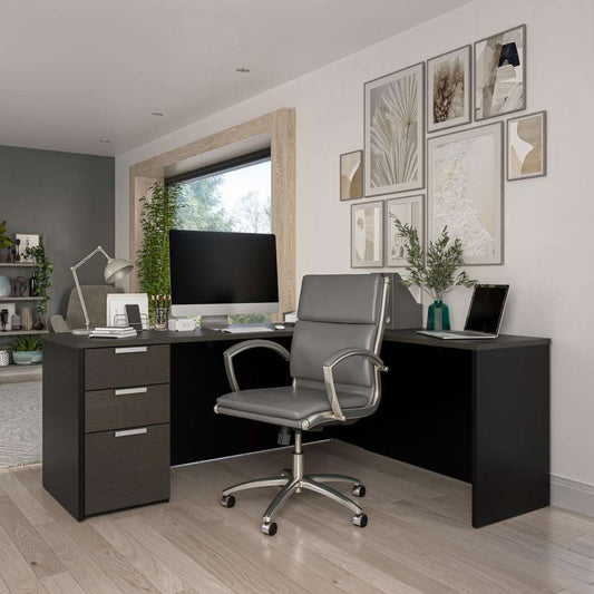 Bestar - Pro-Concept Plus 72W L-Shaped Desk with Pedestal in Deep Grey & Black - 110885-32 veiw 2