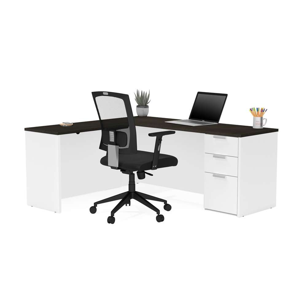 Bestar - Pro-Concept Plus 72W L-Shaped Desk with Pedestal in White & Deep Grey - 110885-17 veiw 1