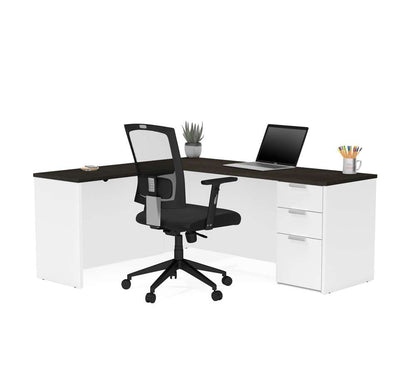 Bestar - Pro-Concept Plus 72W L-Shaped Desk with Pedestal in White & Deep Grey - 110885-17 veiw 1