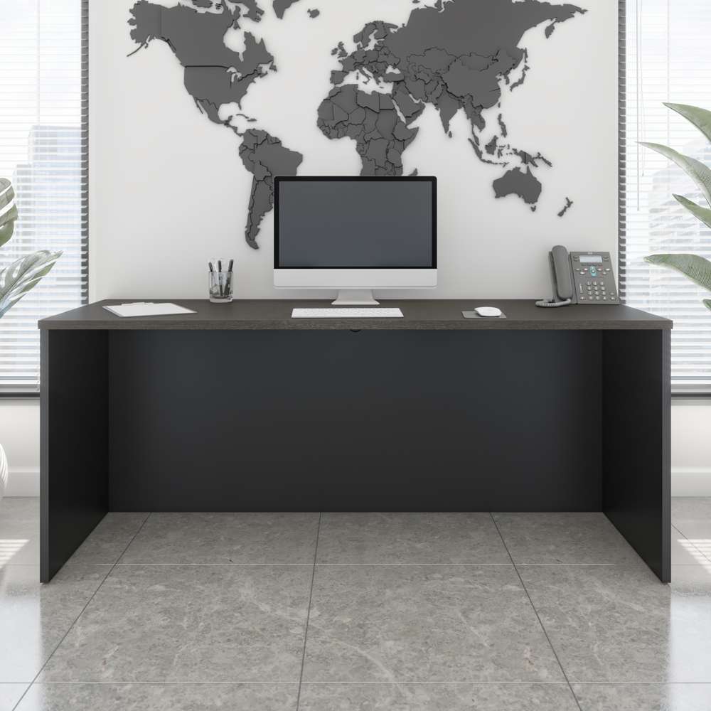 Bestar - Pro-Concept Plus 72W Narrow Desk Shell in Deep Grey & Black - 110611-1132 veiw 3