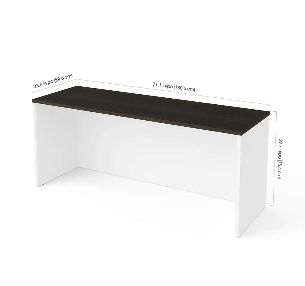 Bestar - Pro-Concept Plus 72W Narrow Desk Shell in White & Deep Grey - 110611-1117 veiw 2