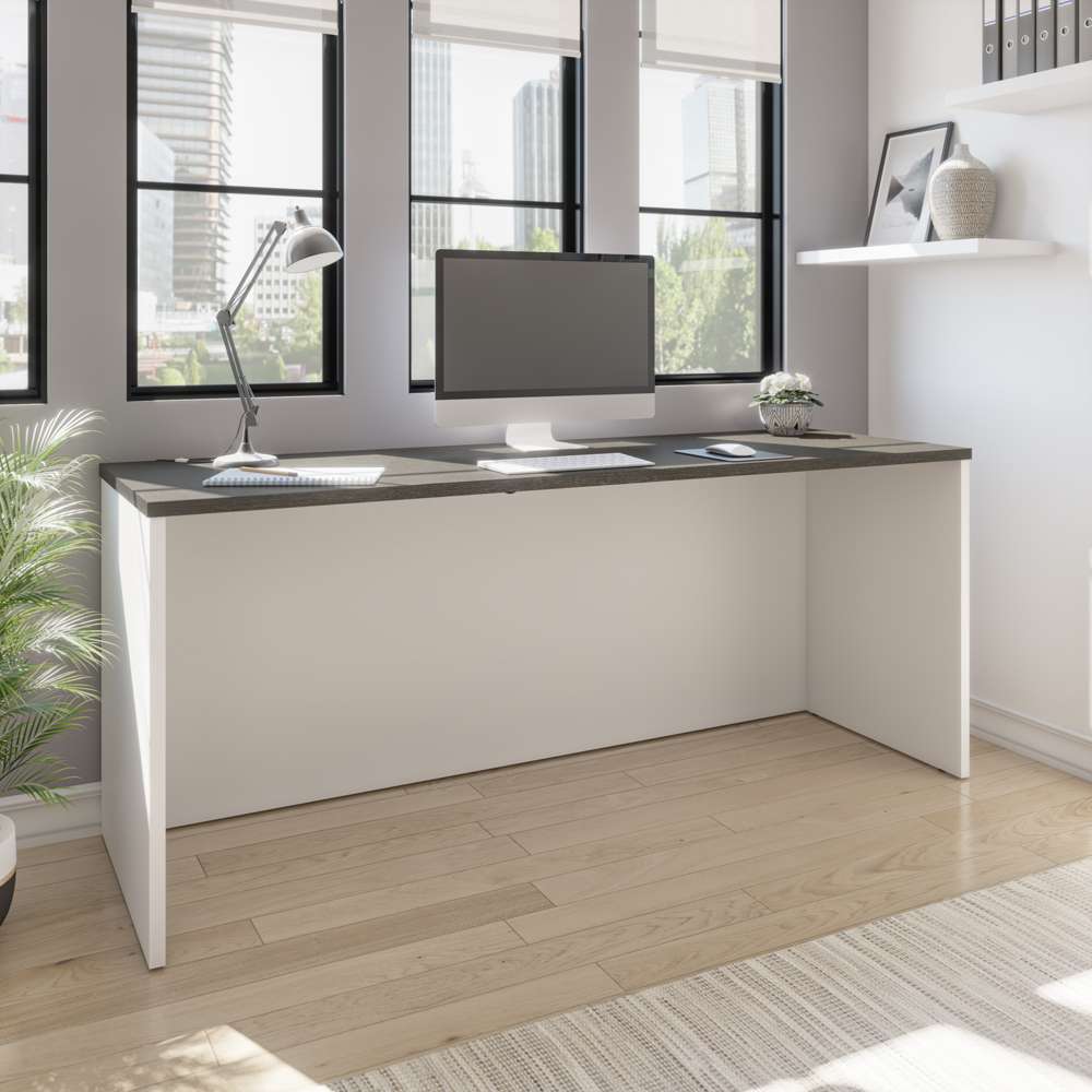 Bestar - Pro-Concept Plus 72W Narrow Desk Shell in White & Deep Grey - 110611-1117 veiw 3