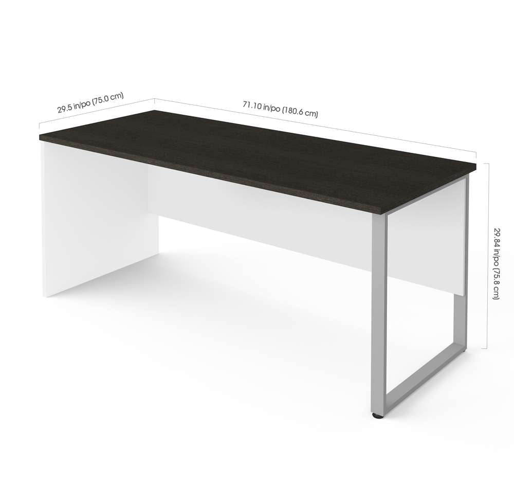 Bestar - Pro-Concept Plus 72W Table Desk with Rectangular Metal Leg in White & Deep Grey - 110402-1117 veiw 2