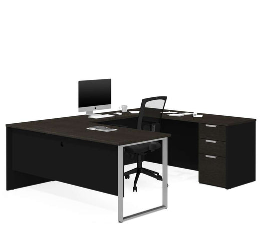 Bestar - Pro-Concept Plus 72W U-Shaped Executive Desk with Pedestal in Deep Grey & Black - 110888-32 veiw 1