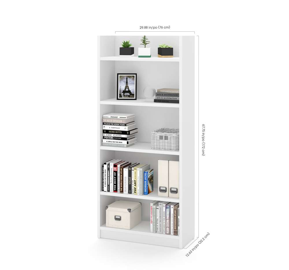 Bestar - Pro-Linea 30W Standard Bookcase in White - 120700-1117 veiw 3