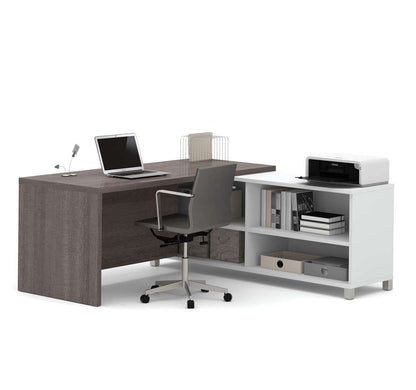 Bestar - Pro-Linea 72W L-Shaped Computer Desk in Bark Grey & White - 120885-47 veiw 1