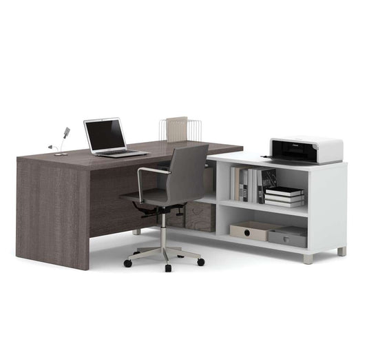 Bestar - Pro-Linea 72W L-Shaped Computer Desk in Bark Grey & White - 120885-47 veiw 1