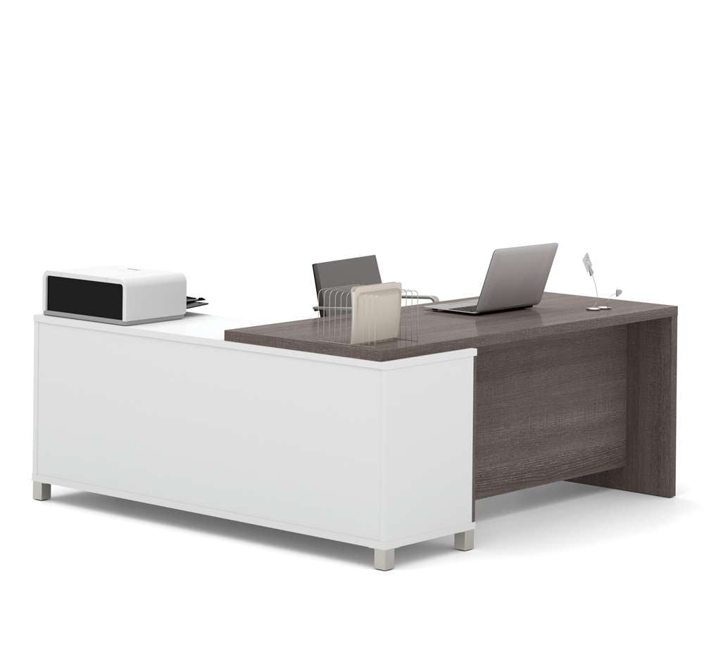 Bestar - Pro-Linea 72W L-Shaped Computer Desk in Bark Grey & White - 120885-47 veiw 2