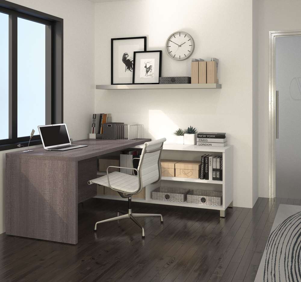 Bestar - Pro-Linea 72W L-Shaped Computer Desk in Bark Grey & White - 120885-47 veiw 3