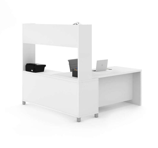 Bestar - Pro-Linea 72W L-Shaped Desk with Single Shelf Hutch in White - 120886-17 veiw 2
