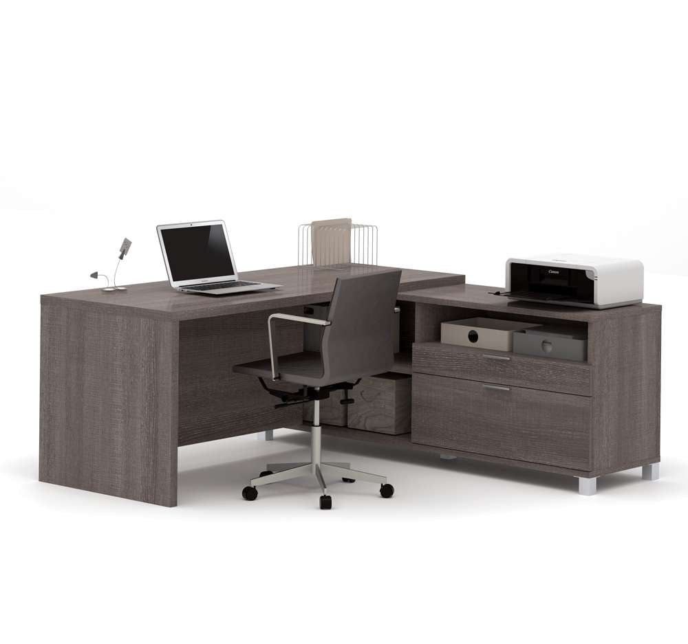 Bestar - Pro-Linea 72W L-Shaped Office Desk in Bark Grey - 120863-47 veiw 1