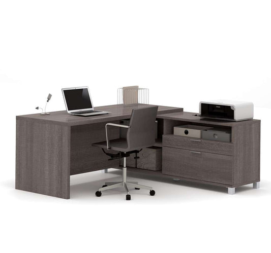 Bestar - Pro-Linea 72W L-Shaped Office Desk in Bark Grey - 120863-47 veiw 1