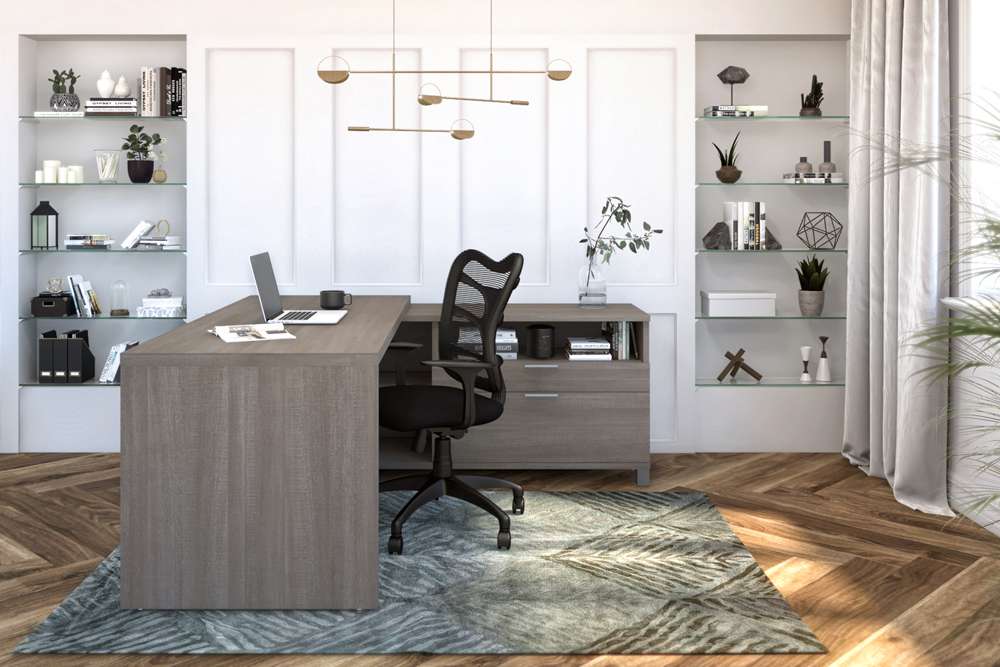 Bestar - Pro-Linea 72W L-Shaped Office Desk in Bark Grey - 120863-47 veiw 3