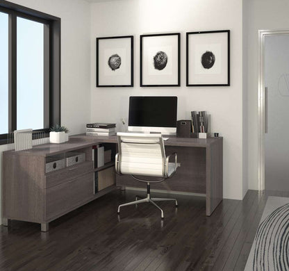 Bestar - Pro-Linea 72W L-Shaped Office Desk in Bark Grey - 120863-47 veiw 4