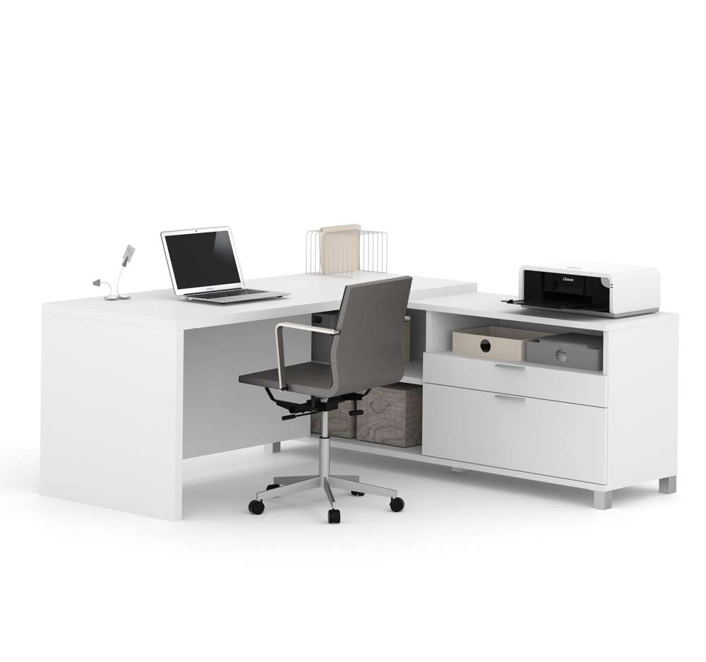 Bestar - Pro-Linea 72W L-Shaped Office Desk in White - 120863-17 veiw 1