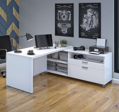 Bestar - Pro-Linea 72W L-Shaped Office Desk in White - 120863-17 veiw 2