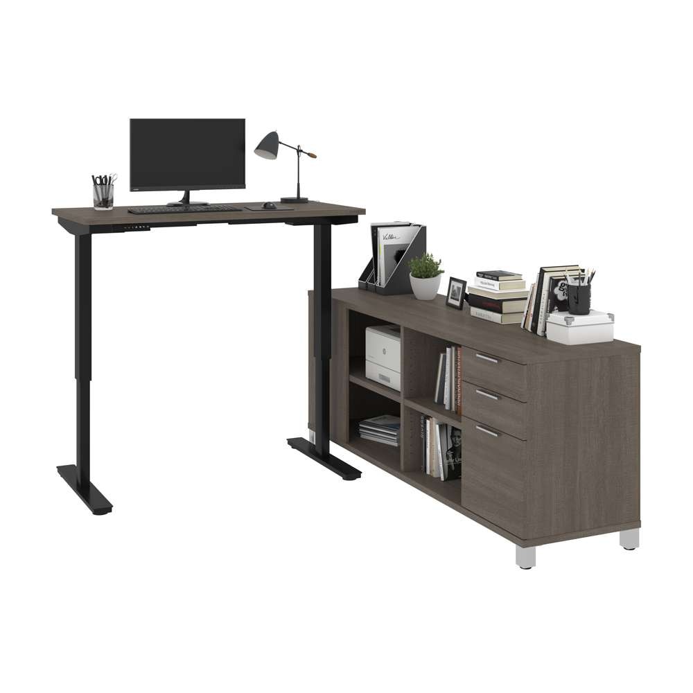 Bestar - Pro-Linea 72W L-Shaped Standing Desk in Bark Grey - 120857-47 veiw 2